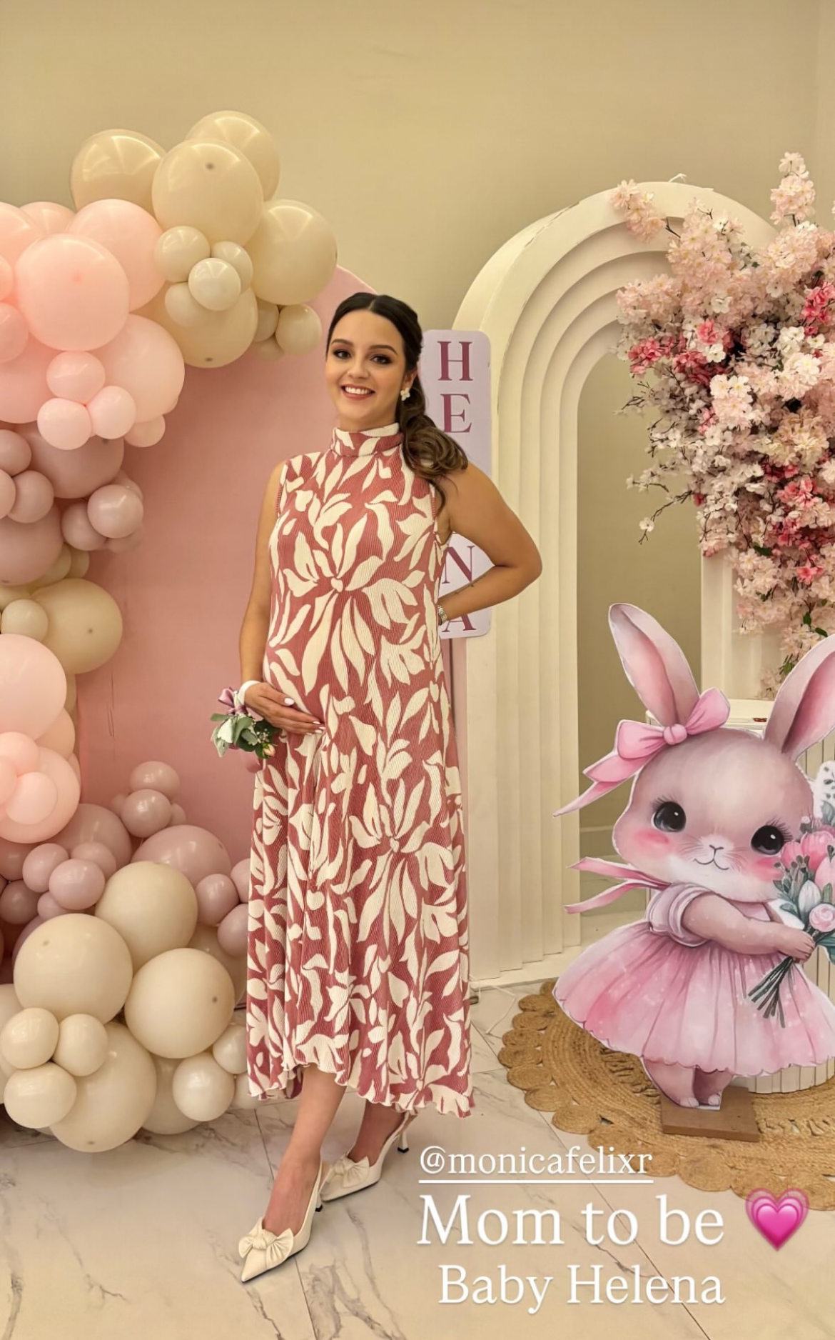 Vestido de Maternidad Sonia, Flores Rosa Corrugado G,XG