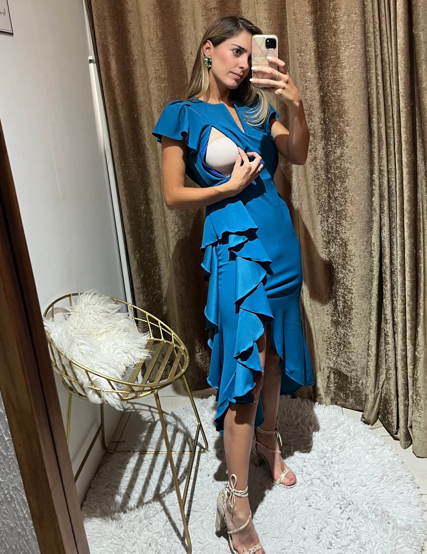 Vestido de lactancia, azul petróleo Jessica M