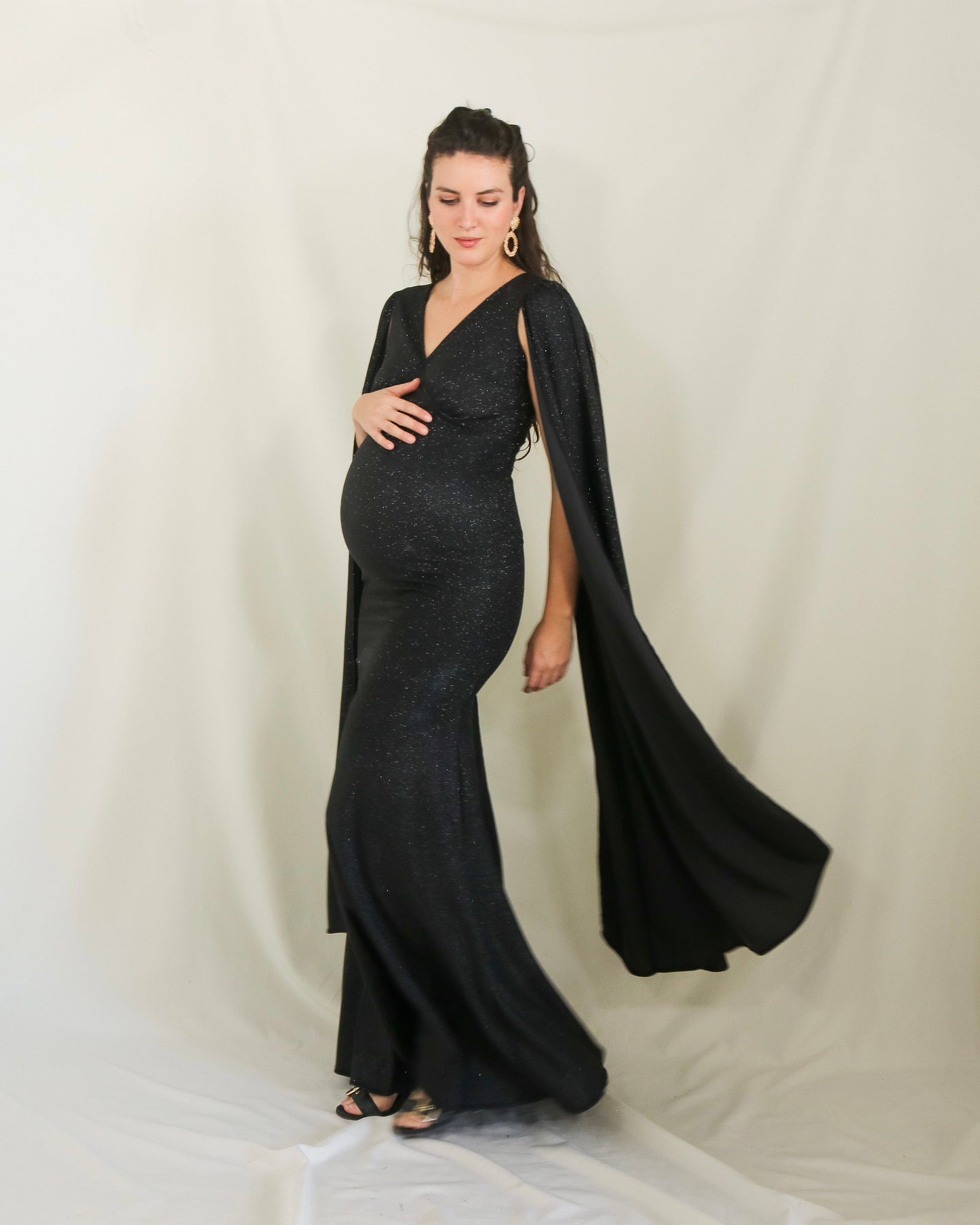 Vestido de Maternidad Eliana, Negro Brillos M y G