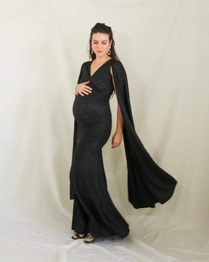 Vestido de Maternidad Eliana, Negro Brillos M y G