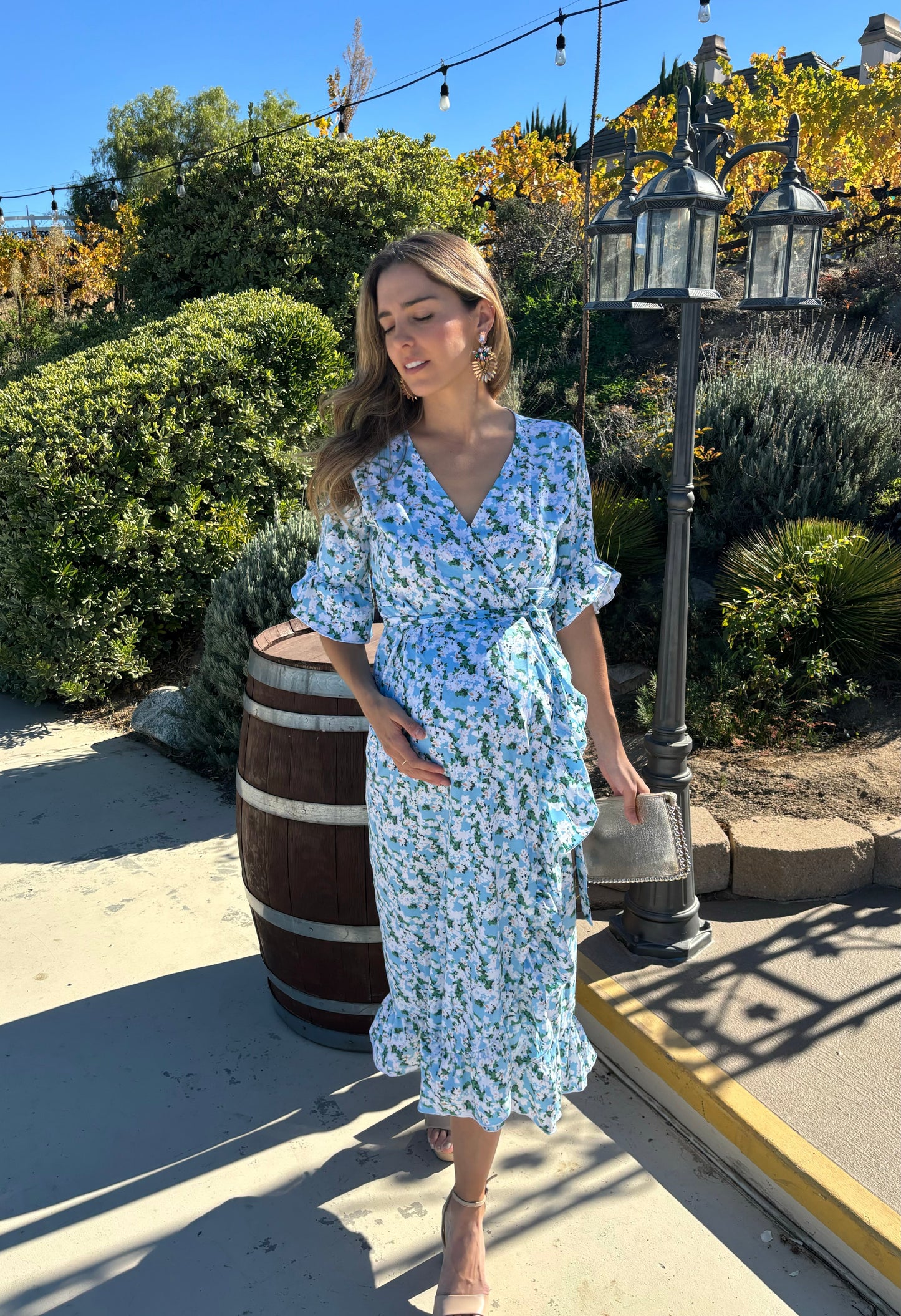 Vestido de maternidad, Úrsula florecitas azules CH, M