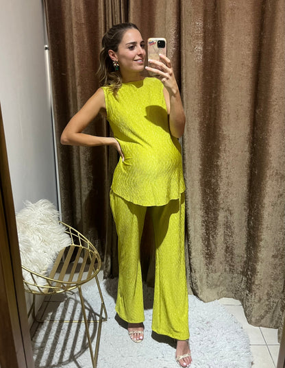 Conjunto de maternidad Mayte, verde intenso corrugado CH