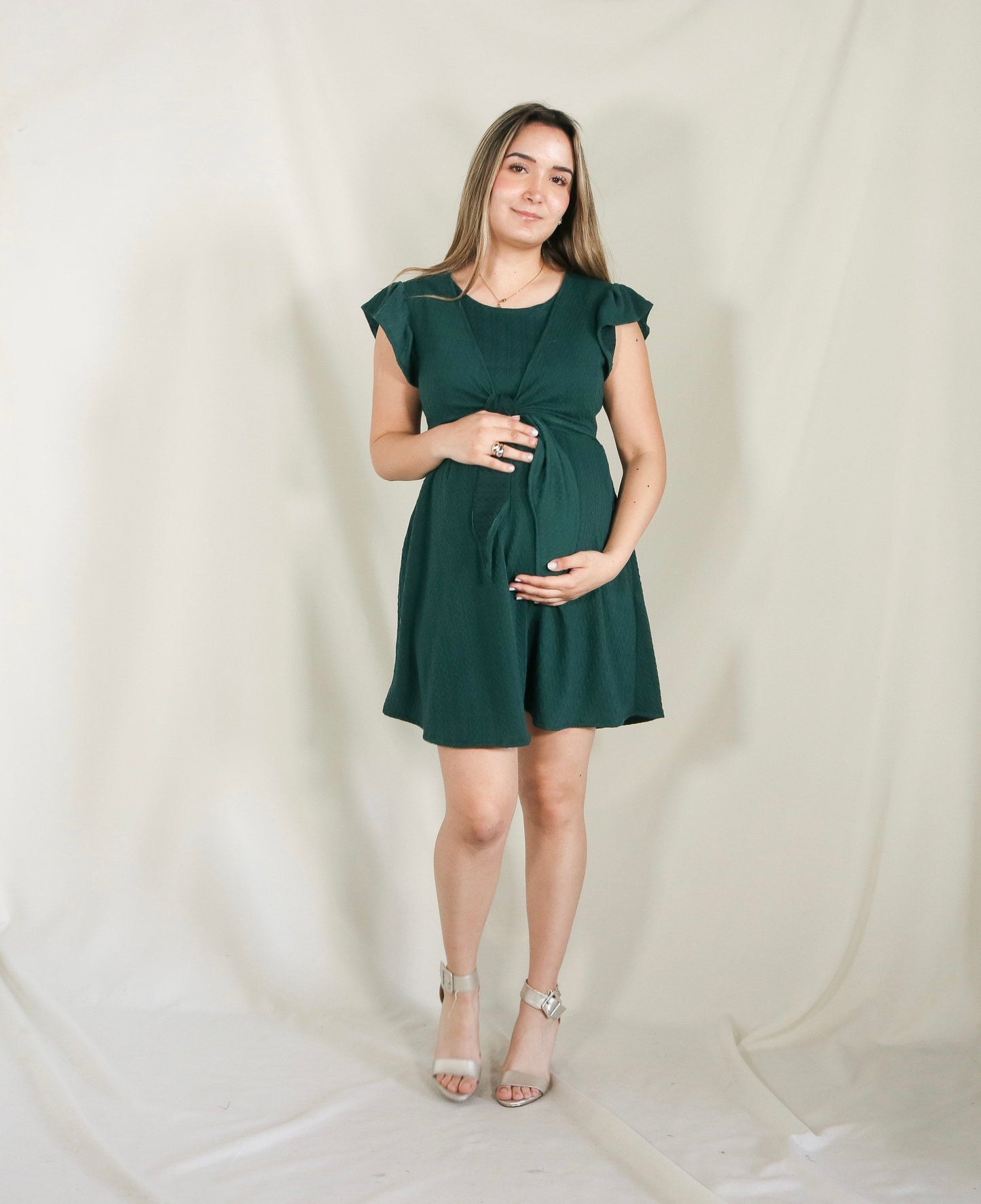 Vestido de maternidad y lactancia Romina verde