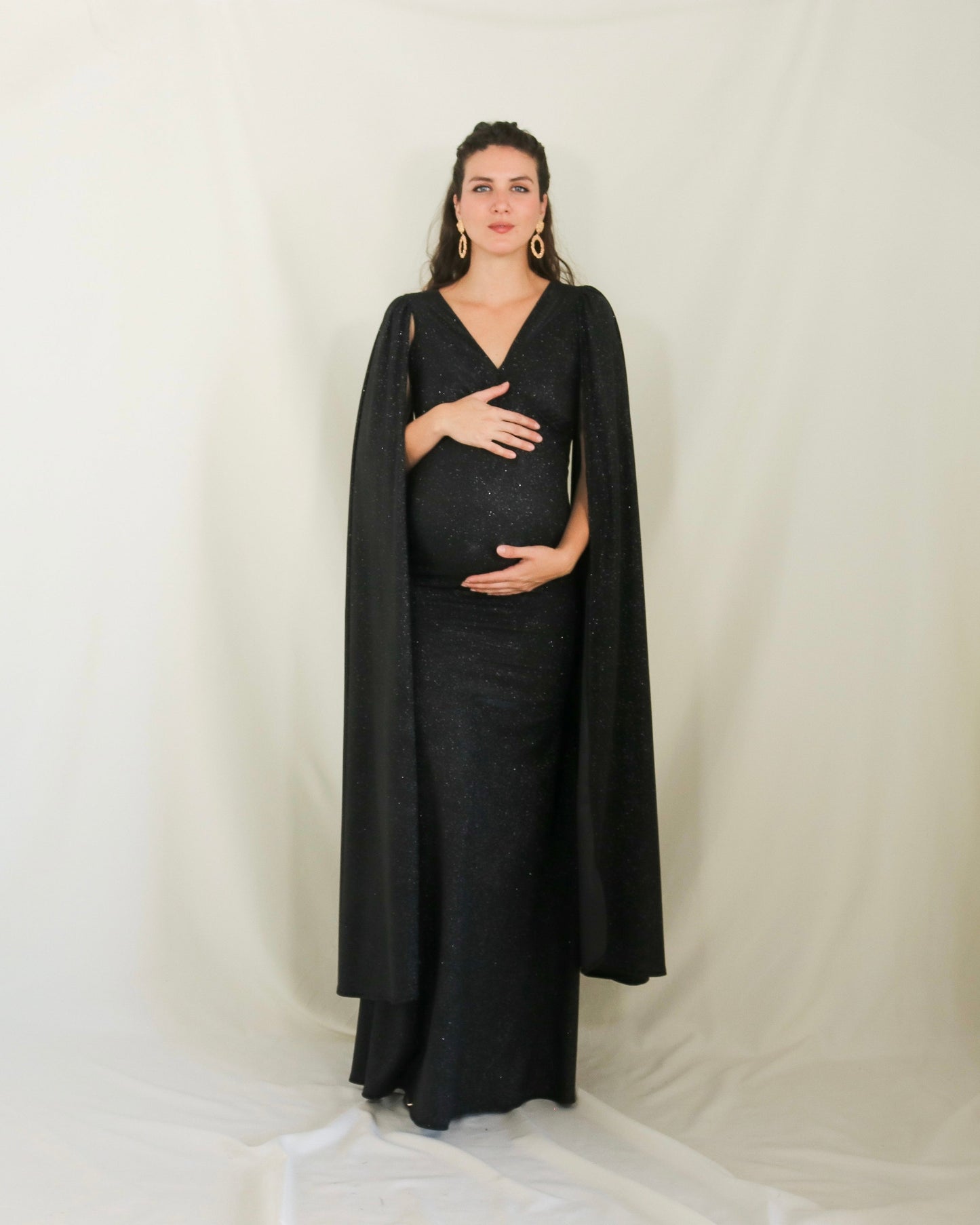 Vestido de Maternidad Eliana, Negro Brillos M y G