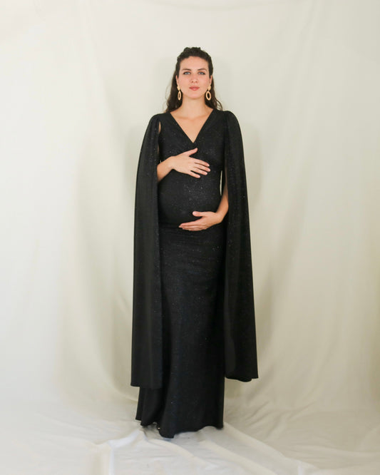 Vestido de Maternidad Eliana, Negro Brillos M y G
