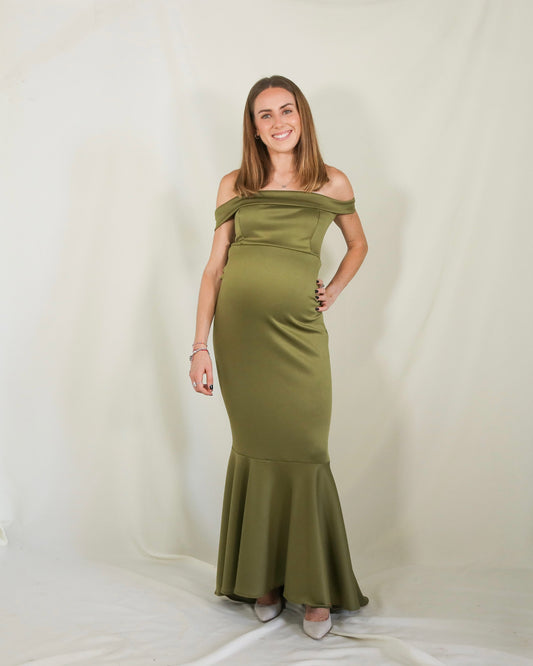 Vestido de maternidad Renata, verde olivo