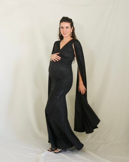 Vestido de Maternidad Eliana, Negro Brillos M y G