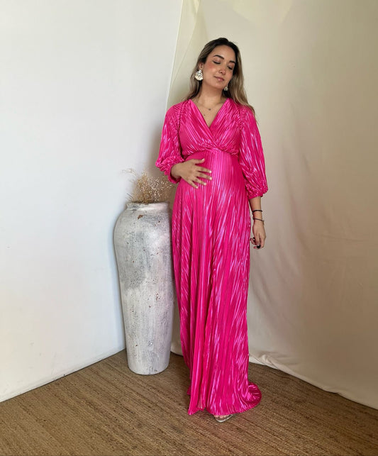 Vestido de maternidad, Nicole Rosa Neón Corrugado CH