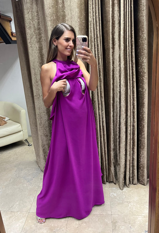 Vestido Ariel de maternidad y lactancia color mulberry CH, XG