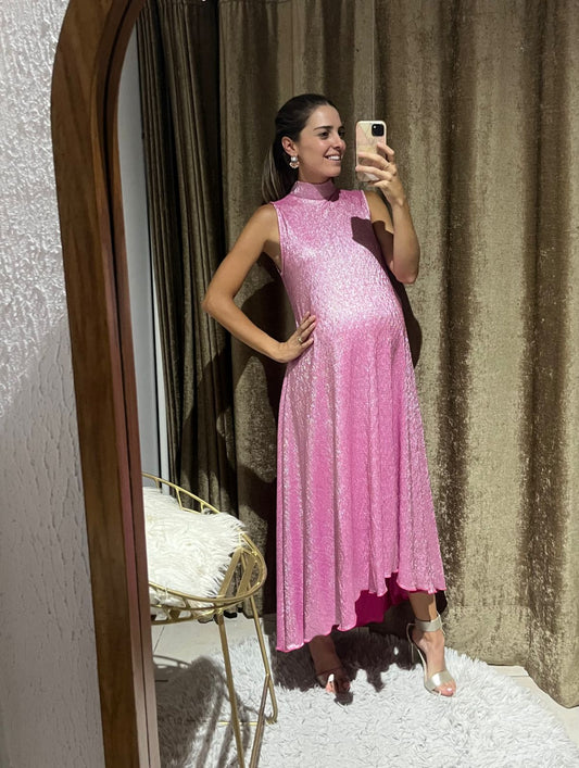 Vestido de Maternidad Sonia, Rosa Brilloso CH,G,XG