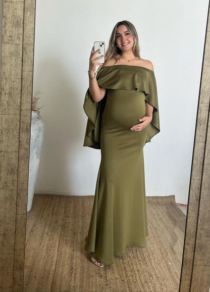 Vestido de maternidad Amparo, verde olivo neopreno CH