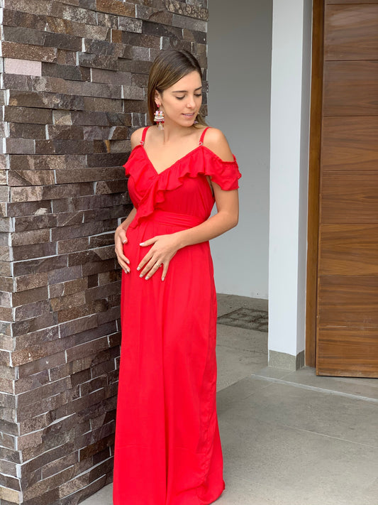 Vestido de maternidad, Dayana rojo CH,M,G