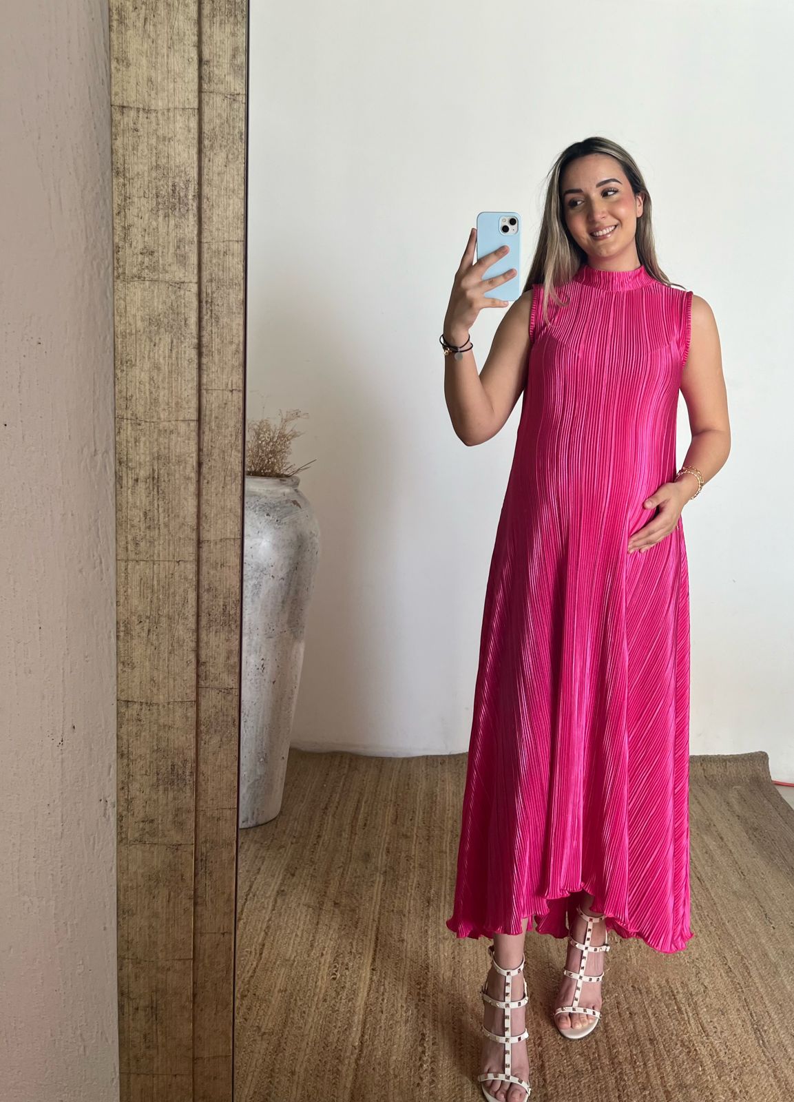 Vestido de Maternidad Sonia, Rosa Rayas G, XG