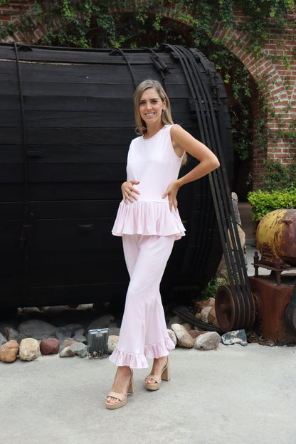 Conjunto de maternidad Imelda Rosa Rayitas Claro