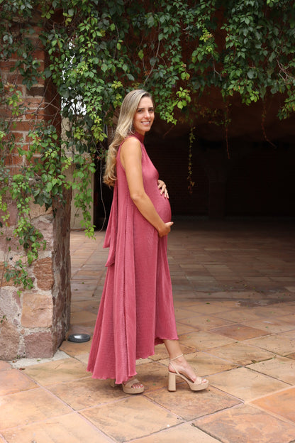 Vestido de maternidad Sonia Rosa Quemado Corrugado