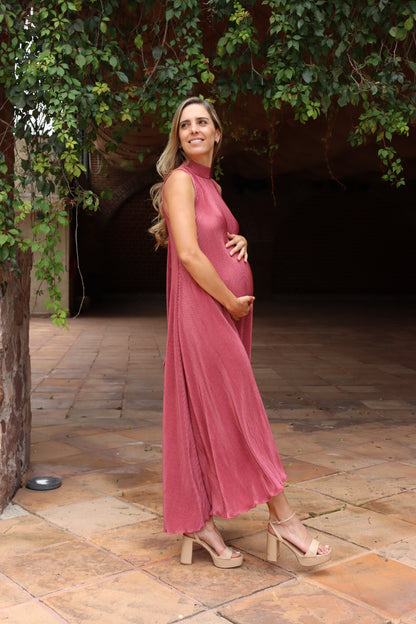 Vestido de maternidad Sonia Rosa Quemado Corrugado