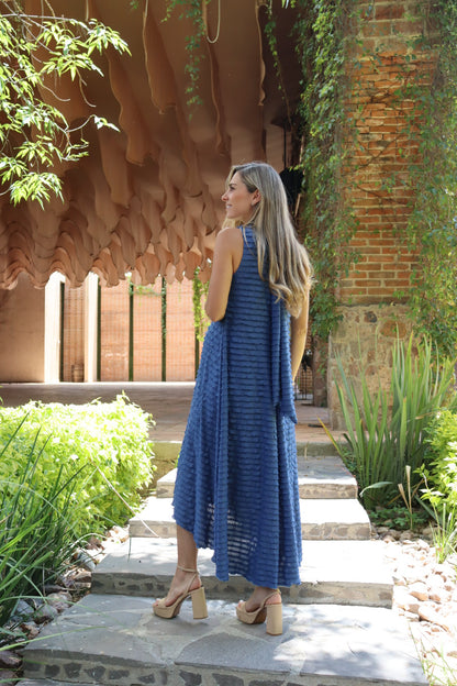 Vestido de maternidad Sonia Azul Ondas Corrugadas