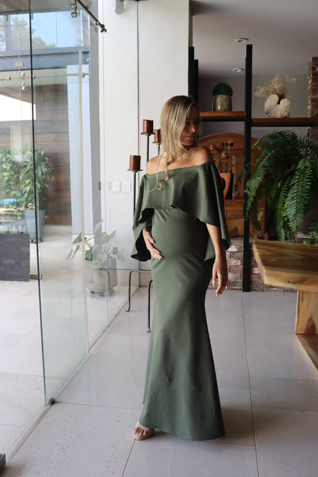 Vestido de maternidad Amparo Verde Olivo Ponti Roma