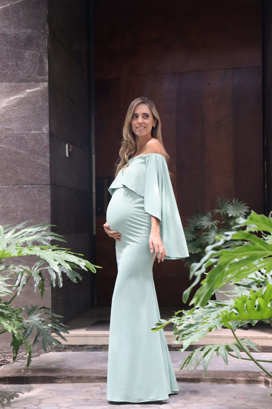 Vestido de maternidad Amparo Verde Pistache Licra