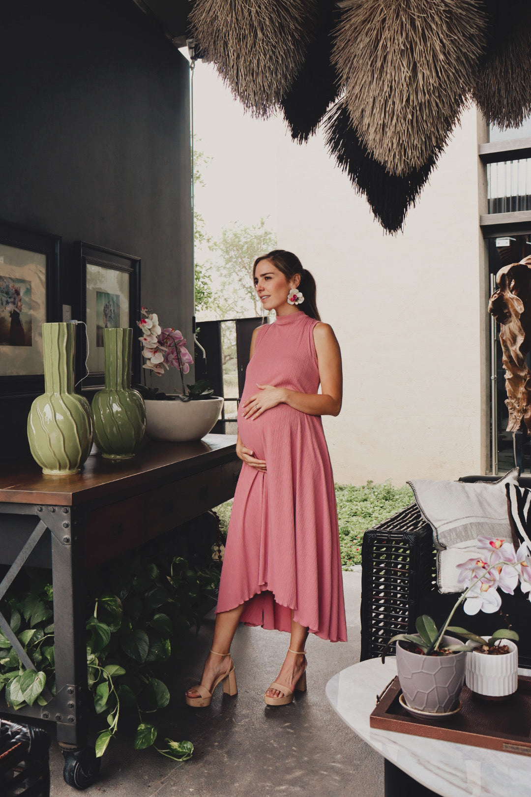 Vestido de maternidad Sonia Rosa Quemado Plisada