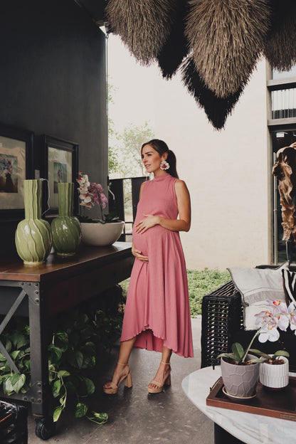 Vestido de maternidad Sonia Rosa Quemado Plisada
