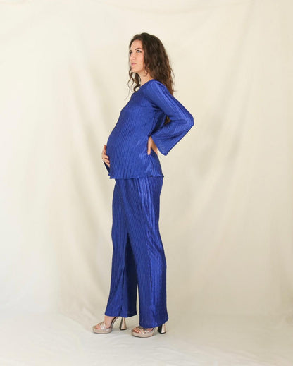 Conjunto de maternidad Mayte, azul rey corrugado CH