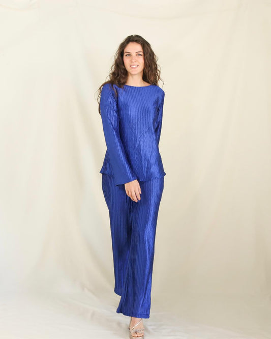 Conjunto de maternidad Mayte, azul rey corrugado CH