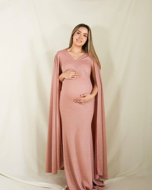 Vestido de maternidad Eliana, Terracota Brillos