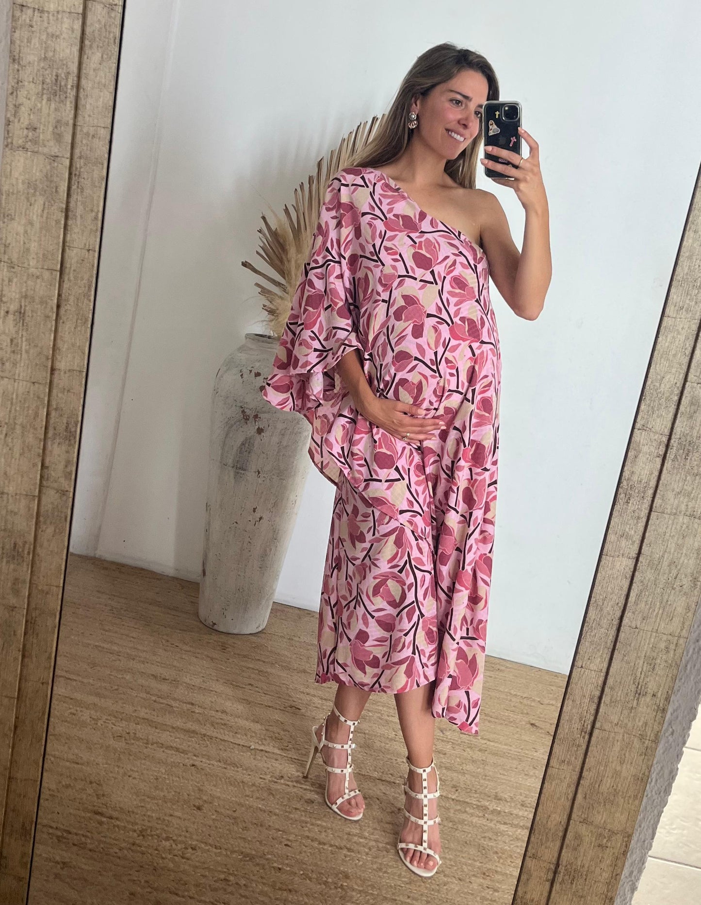 Vestido de maternidad Ilya flores rosas tallo negro G