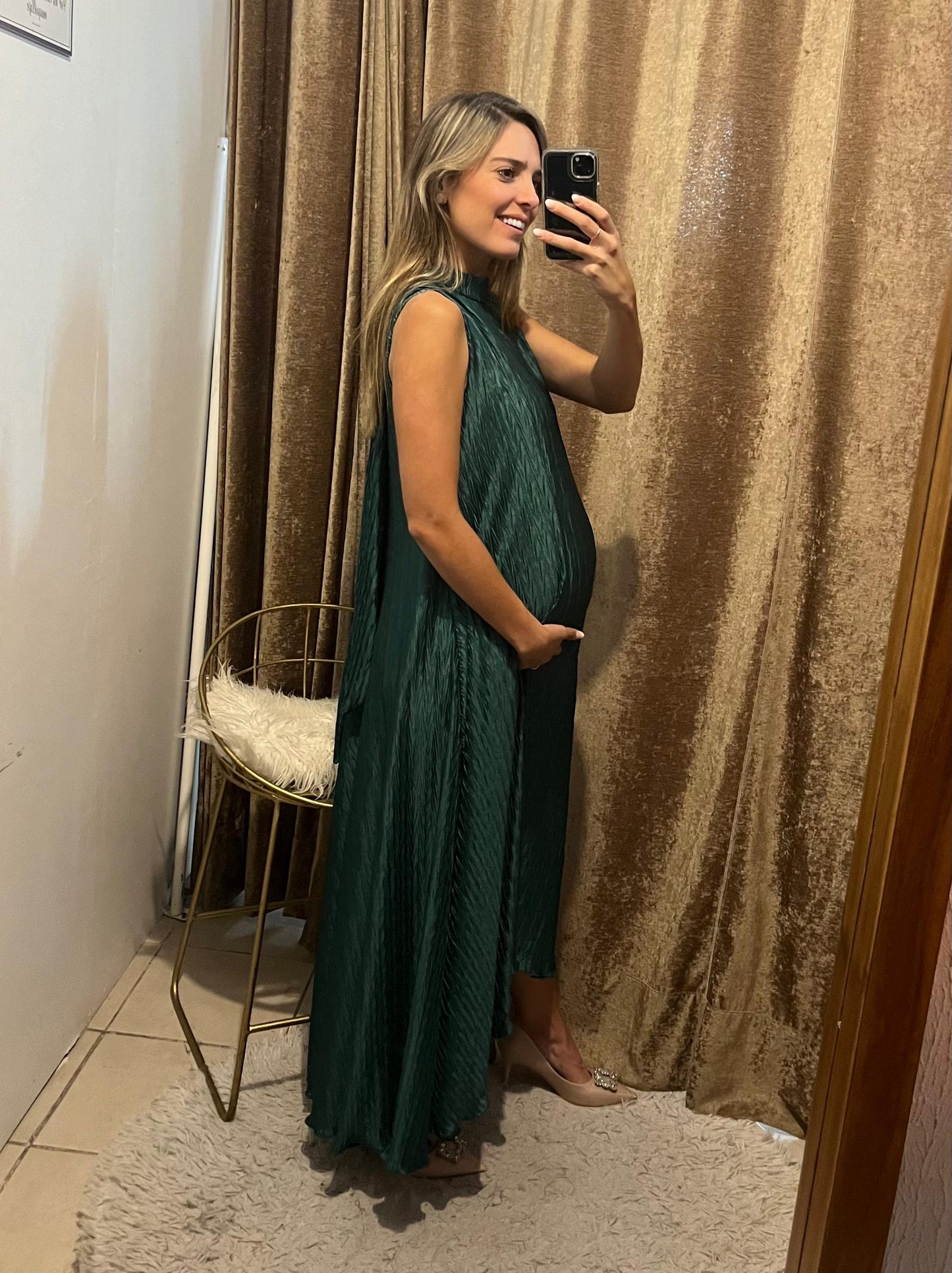 Vestido de maternidad Sonia, Verde Medellín Corrugado M,G