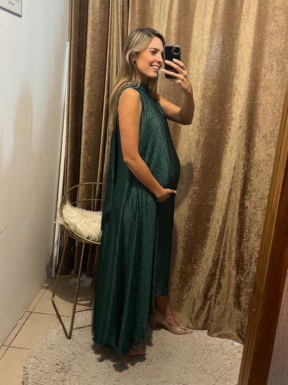 Vestido de maternidad Sonia, Verde Medellín Corrugado M,G