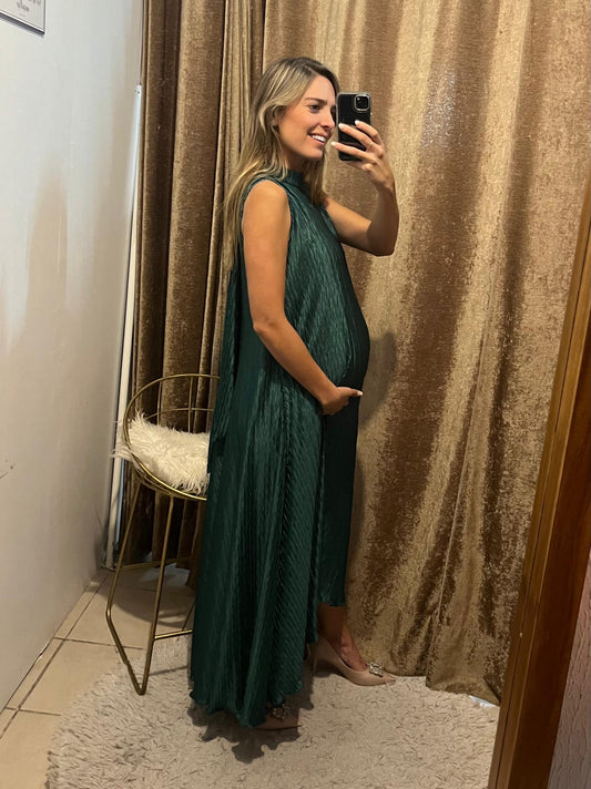 Vestido de maternidad Sonia, Verde Medellín Corrugado M,G
