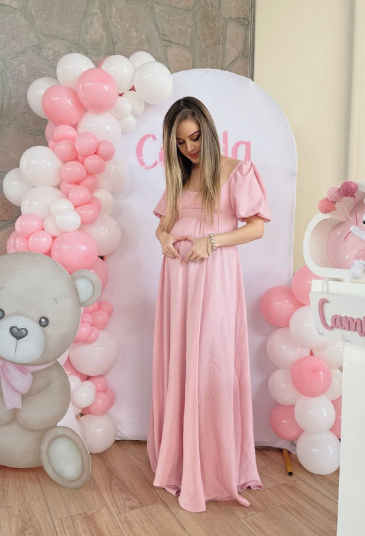 Vestido de maternidad Paula, rosa peonia CH