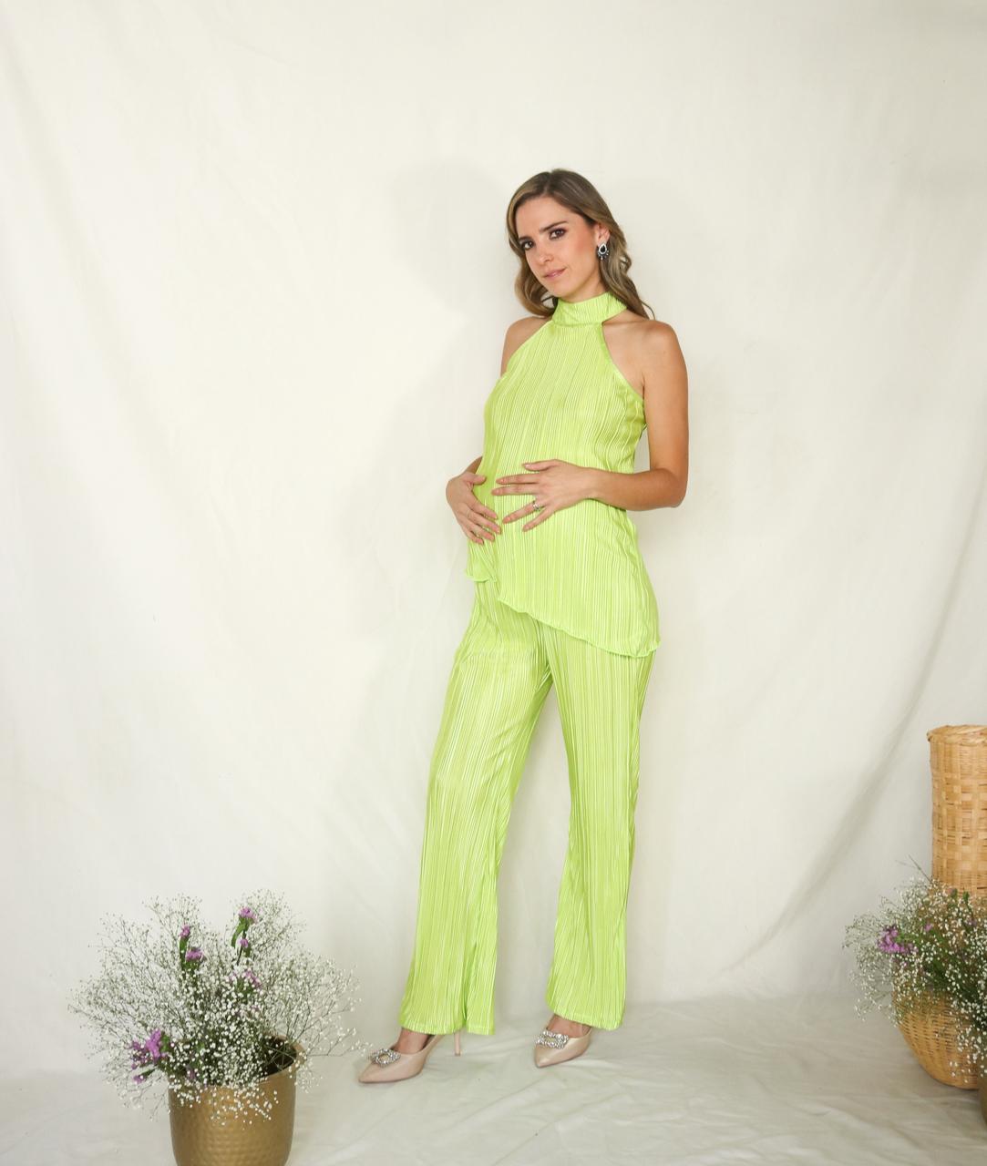 Conjunto de maternidad Martha, verde limón corrugado CH
