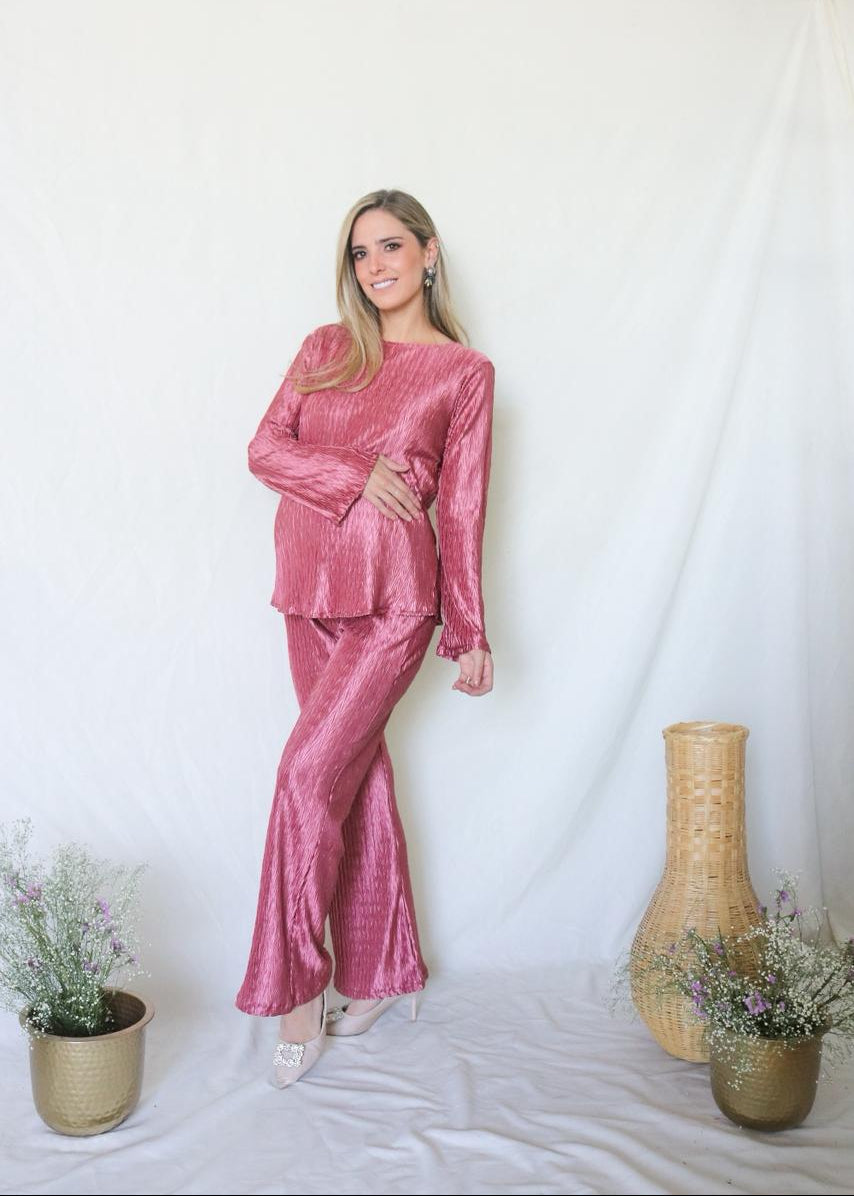 Conjunto de maternidad Mayte, rosa corrugado M,G