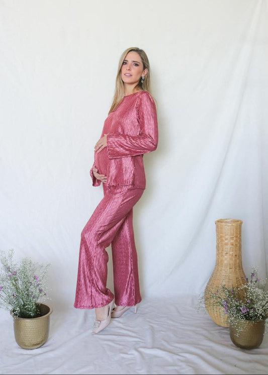 Conjunto de maternidad Mayte, rosa corrugado M,G