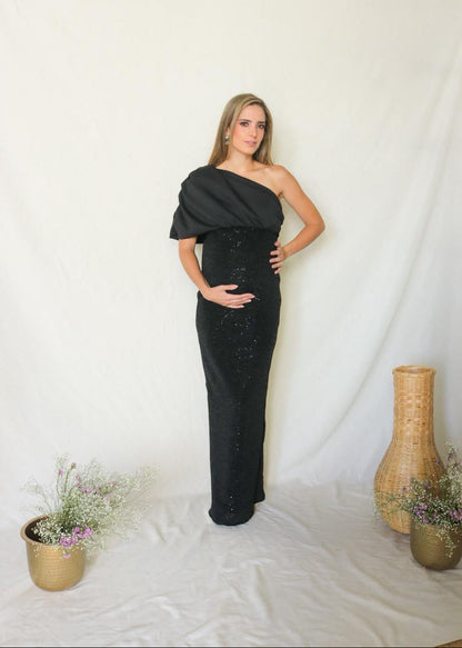 Vestido de maternidad Geraldine, negro brillos CH