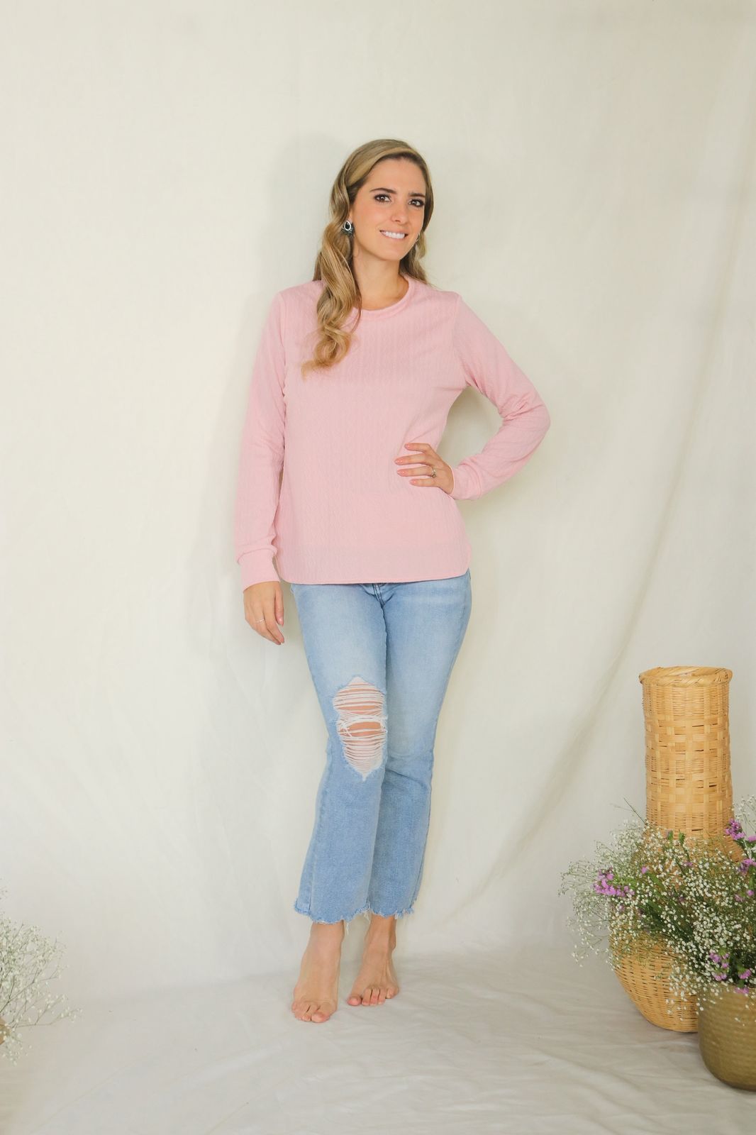 Blusa de lactancia Ruth, rosa textura CH