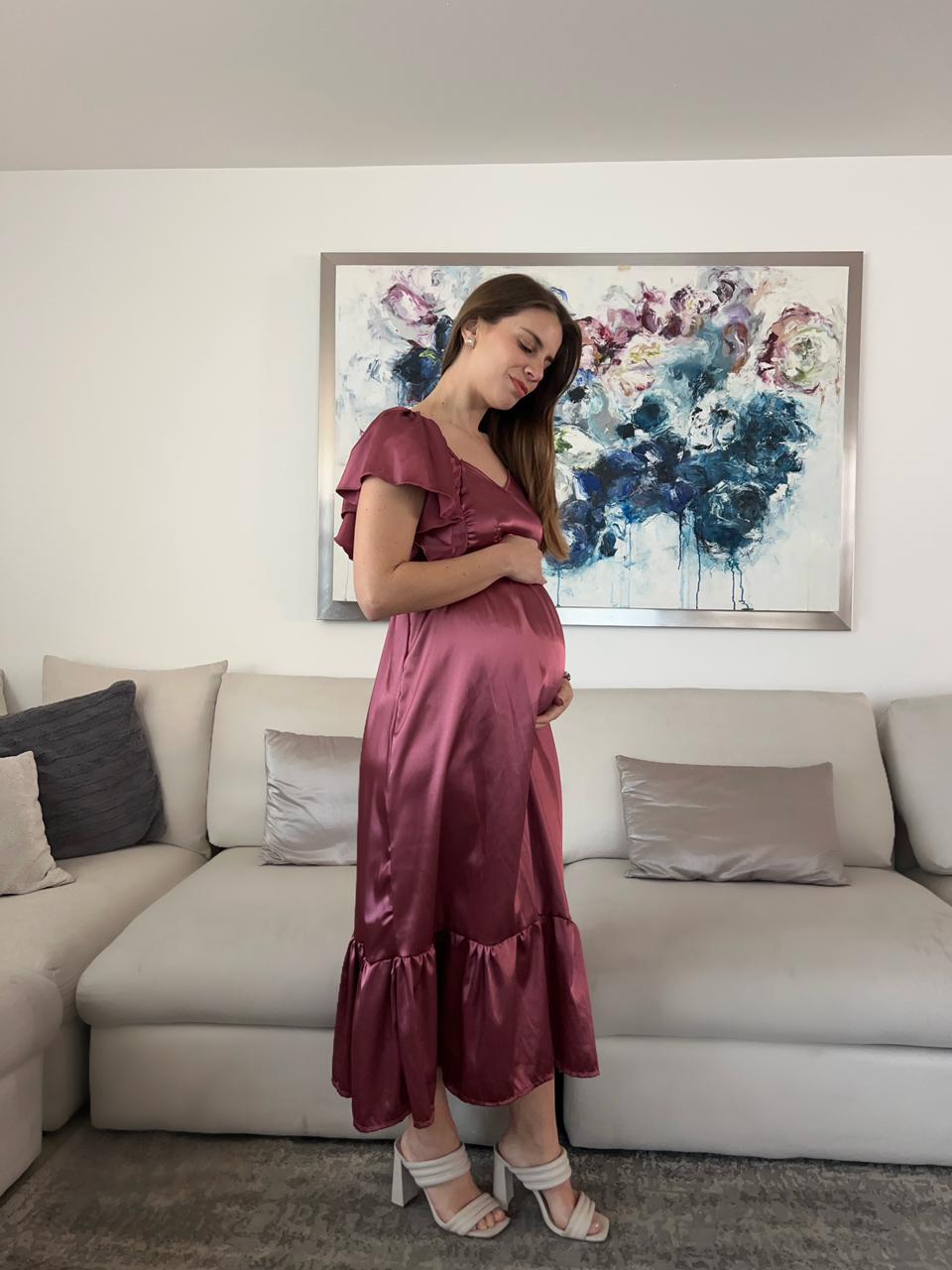Vestido de Maternidad, Cristina rosa quemado satin CH