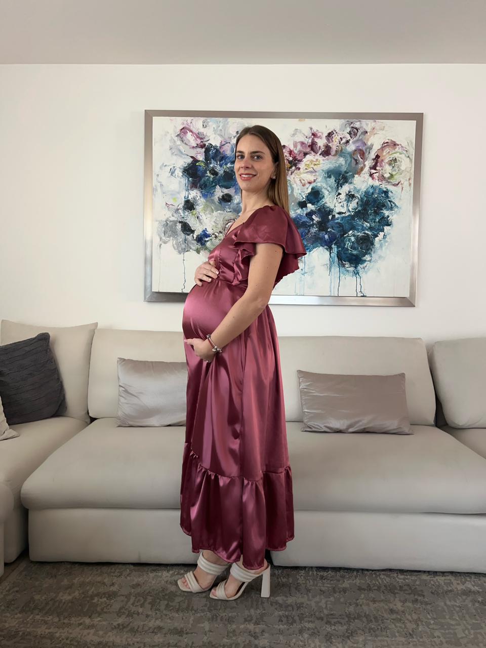 Vestido de Maternidad, Cristina rosa quemado satin CH