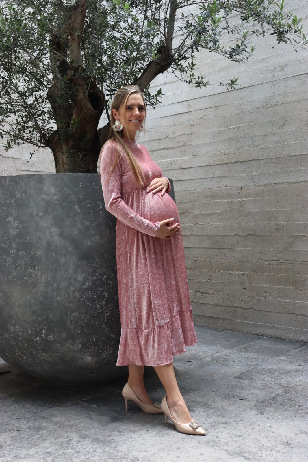 Vestido de maternidad, Gaby, Rosa Terciopelo Corto