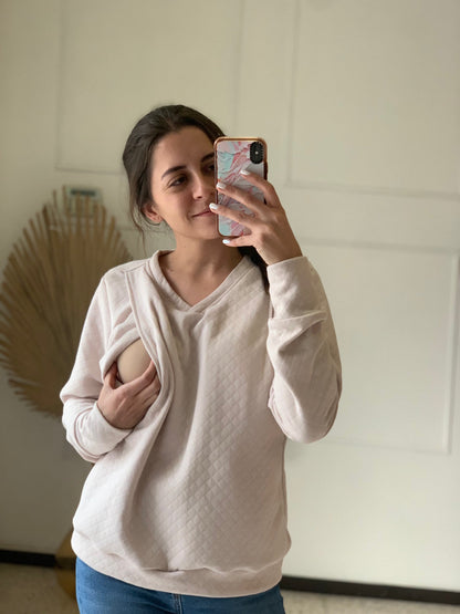 Sudadera de lactancia, rombos daniela beige CH, M y XG