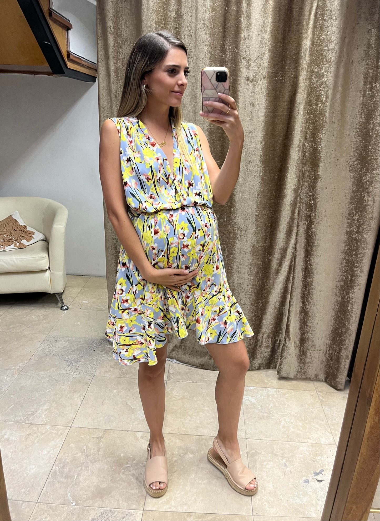 Vestido de lactancia, Zara flores amarillas con gris