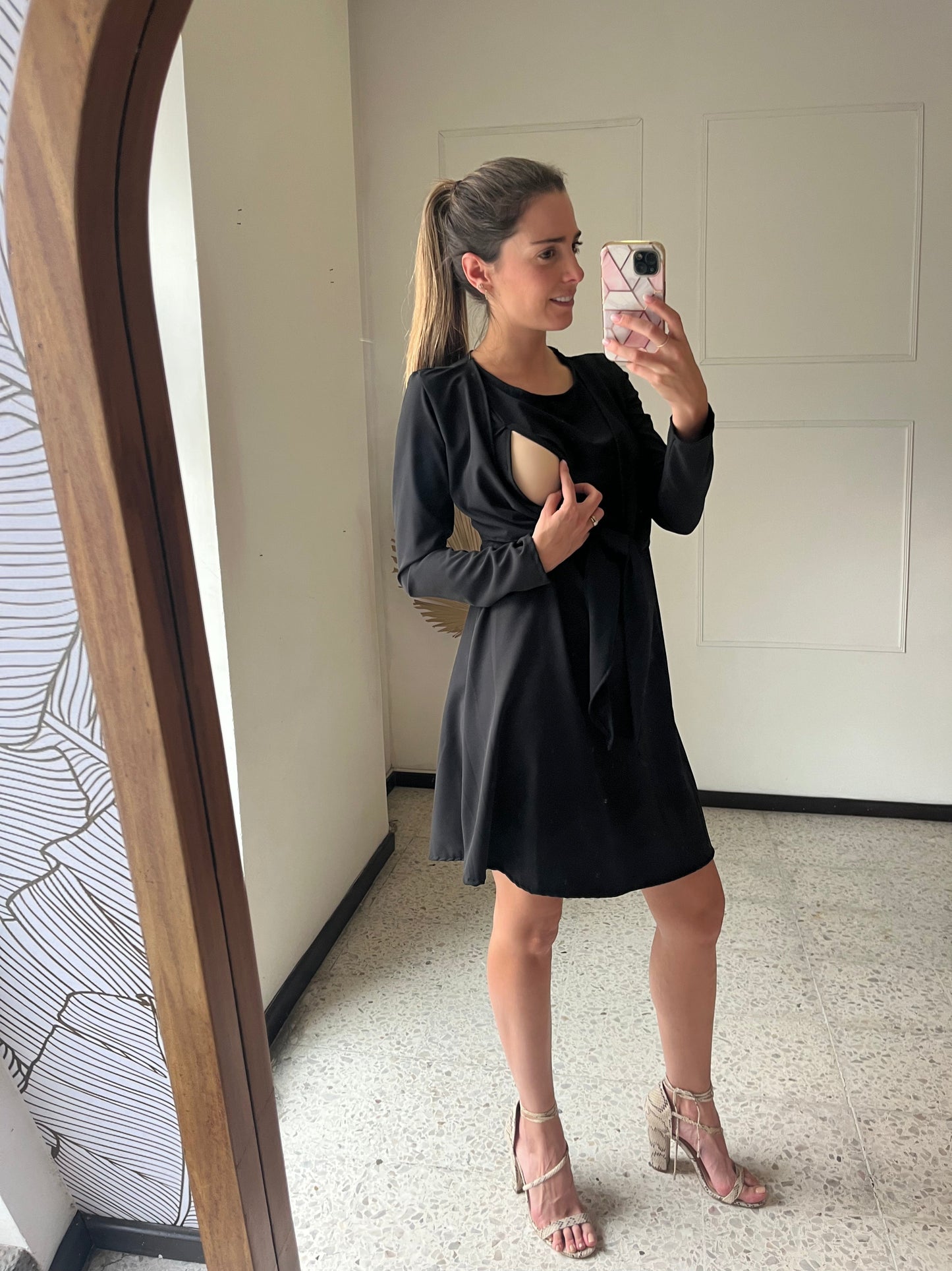 Vestido maternidad y lactancia Romina Negro CH a XG