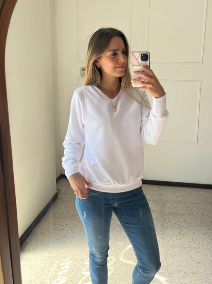 Sudadera de lactancia rombos, blanca M