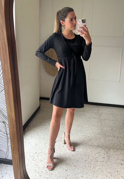 Vestido maternidad y lactancia Romina Negro CH a XG