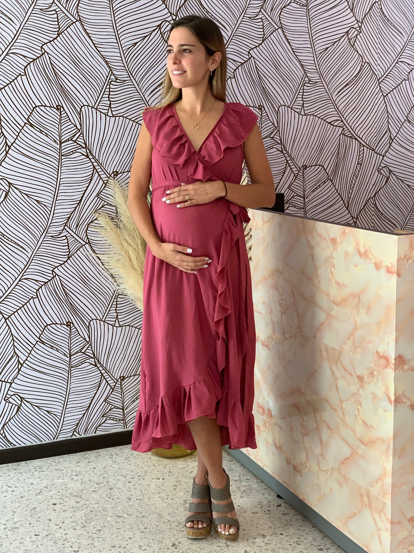 Vestido de maternidad María Luisa, Rosa Quemado CH