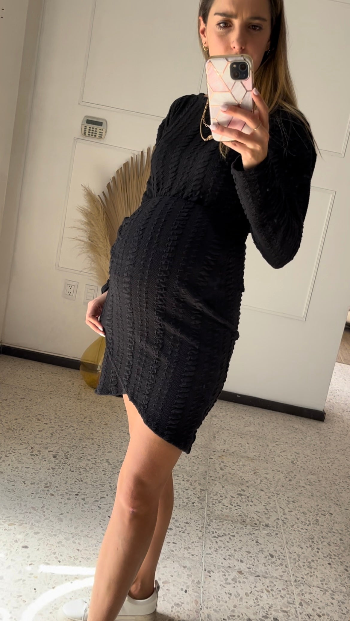 Vestido de maternidad negro textura, Lola CH y XG