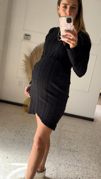 Vestido de maternidad negro textura, Lola CH y XG