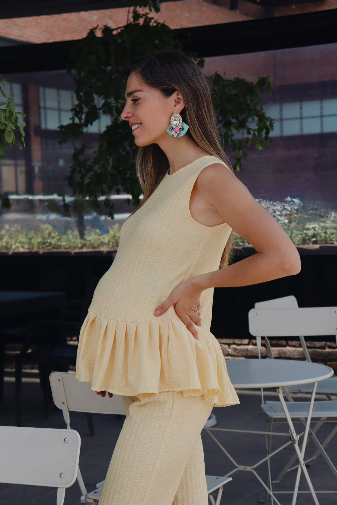 Conjunto de maternidad Imelda Amarillo Textura